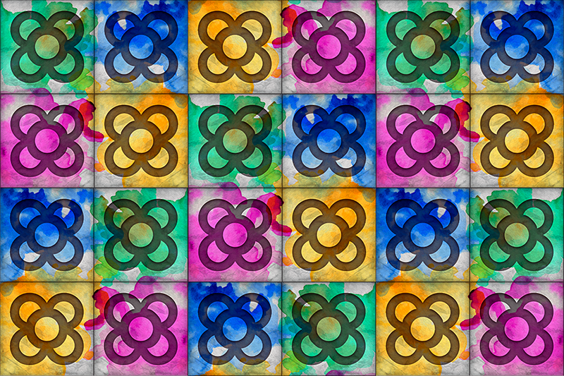 乙烯基复古地毯 彩色拼花瓷砖 - TenStickers