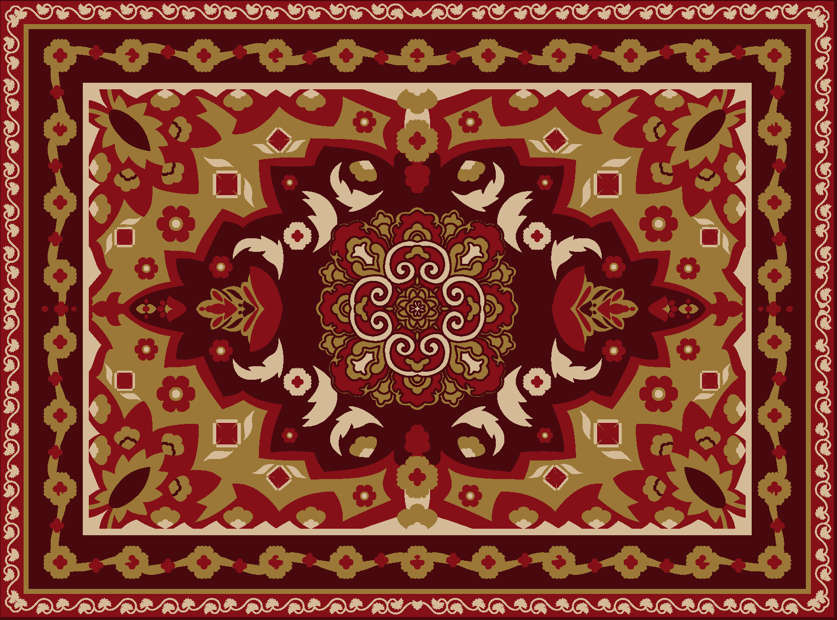 乙烯基地毯饭厅 花卉几何复古设计 - TenStickers