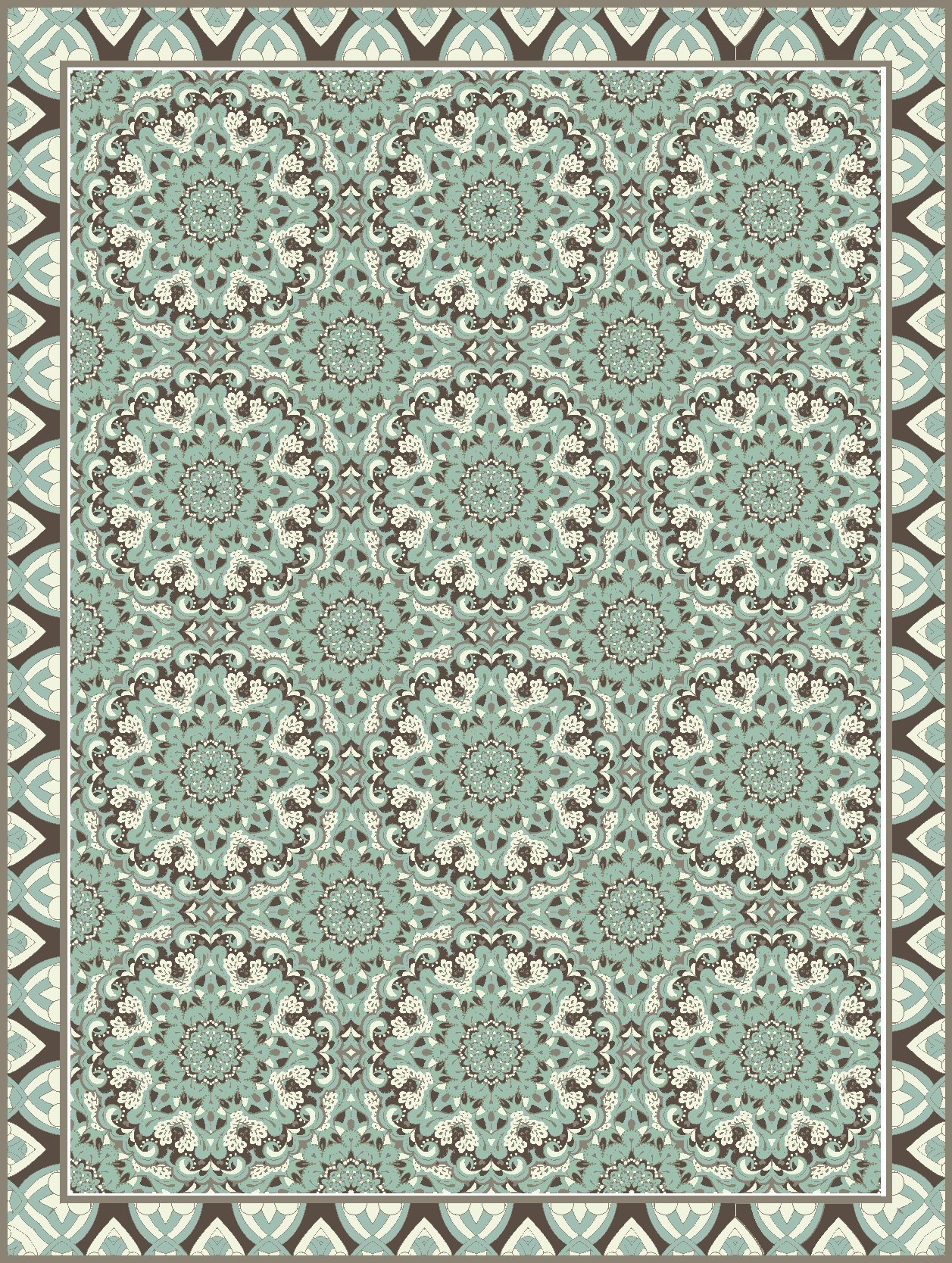 乙烯基地毯饭厅 花卉瓷砖图案 - TenStickers