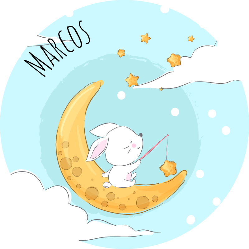 乙烯基地毯名称 月光下钓鱼 - TenStickers