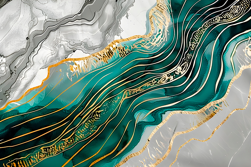 大理石乙烯基地毯灰绿金色效果 - TenStickers