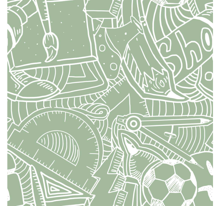 少女房卧室壁纸绿色学校黑板 - TenStickers