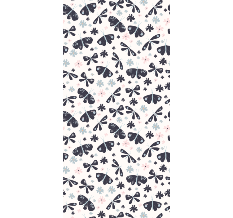蝴蝶壁纸与花卉蝴蝶结图案相结合 - TenStickers