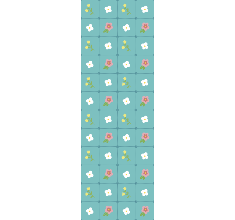 墙纸瓷砖花卉蓝色图案 - TenStickers