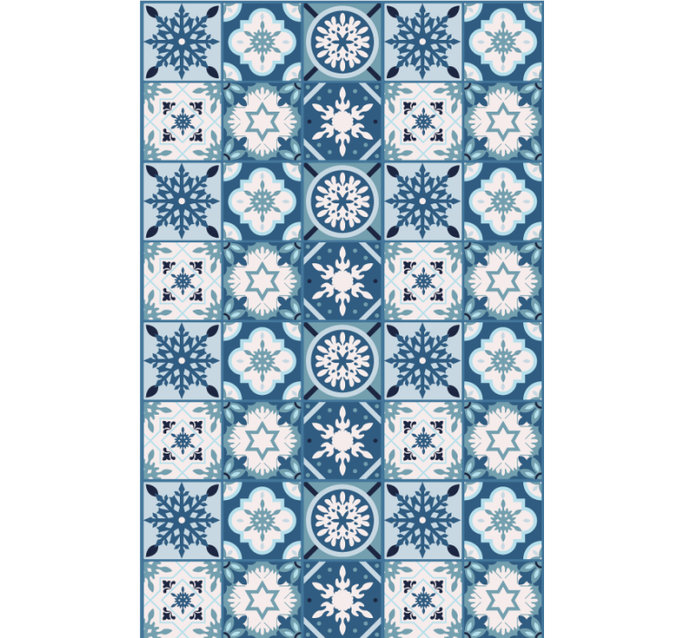 墙纸 圣诞 主题 蓝色雪花瓷砖 - TenStickers
