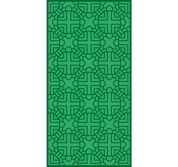 走廊墙纸采用几何绿色图案设计 - TenStickers