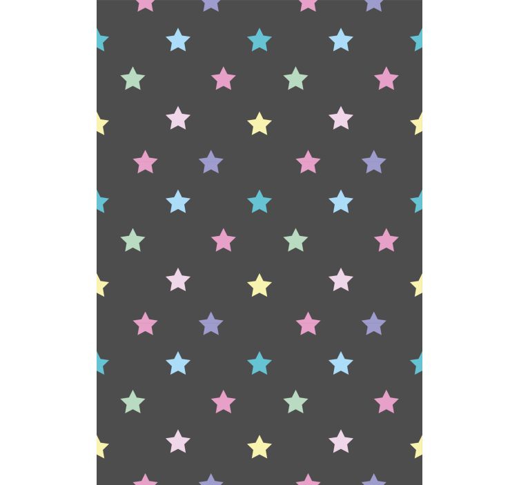 走廊墙纸彩色星星在灰色背景上 - TenStickers