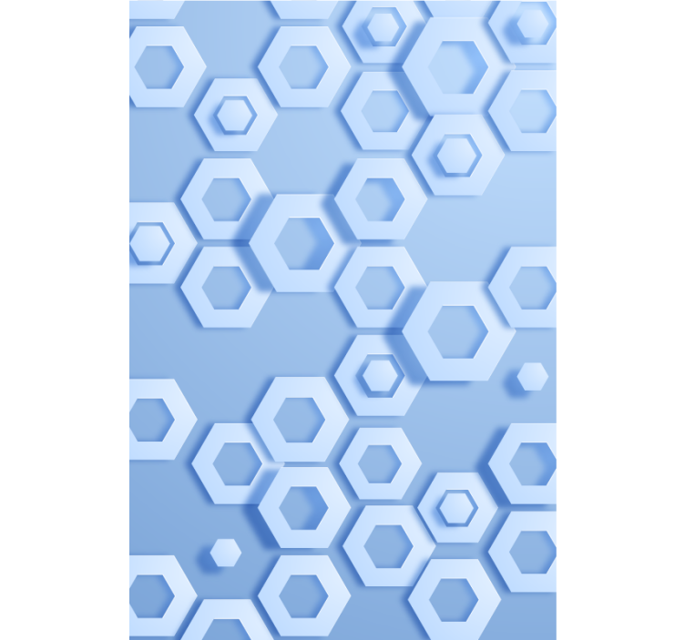 几何墙纸六角蓝色图案 - TenStickers