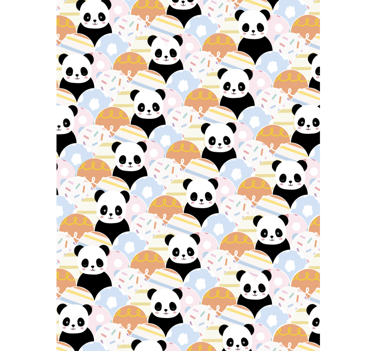 孩子房间墙纸拼布动物熊猫设计 - TenStickers