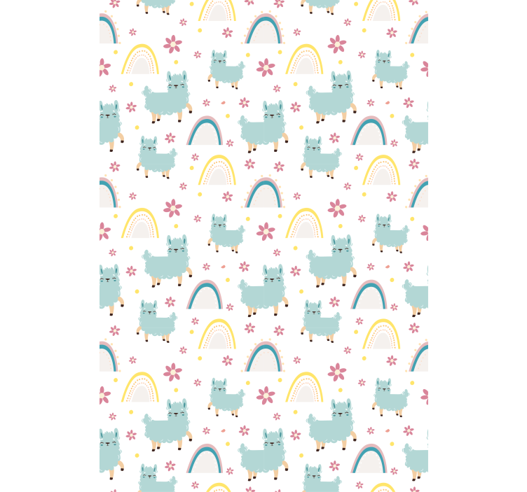 孩子房间墙纸可爱的羊和独角兽图案 - TenStickers