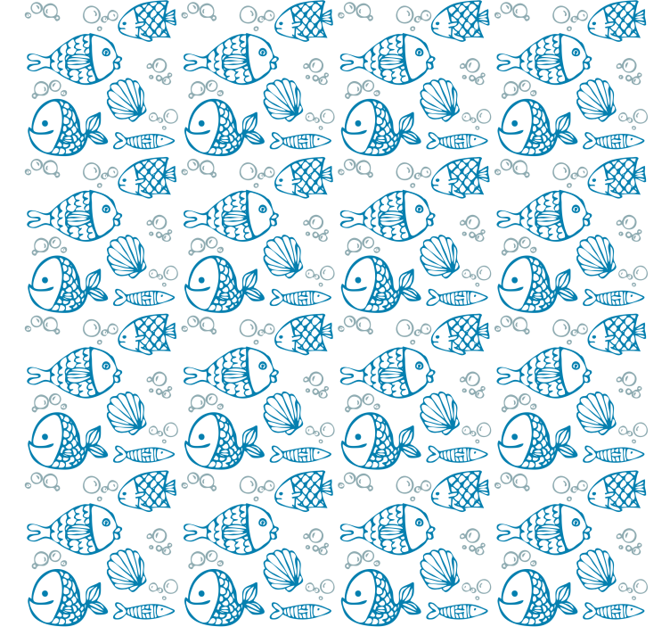 孩子房间墙纸适合白色背景上的蓝色鱼 - TenStickers