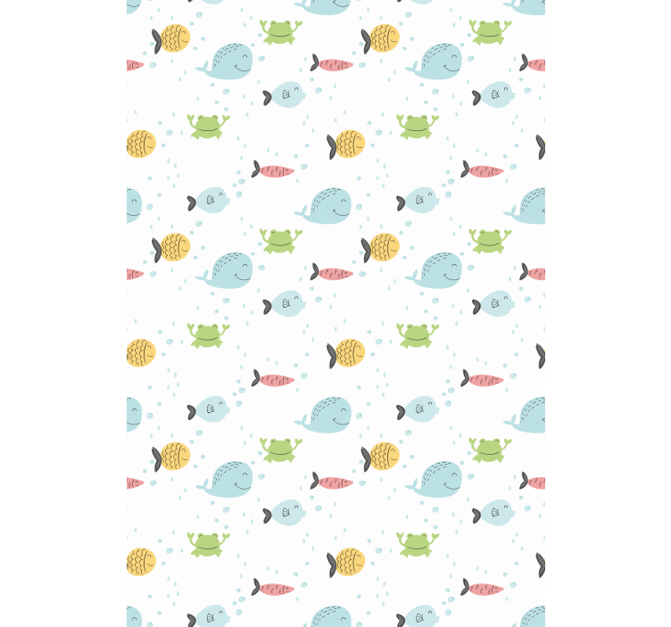 孩子房间墙纸色彩斑斓的鱼在白色背景上 - TenStickers