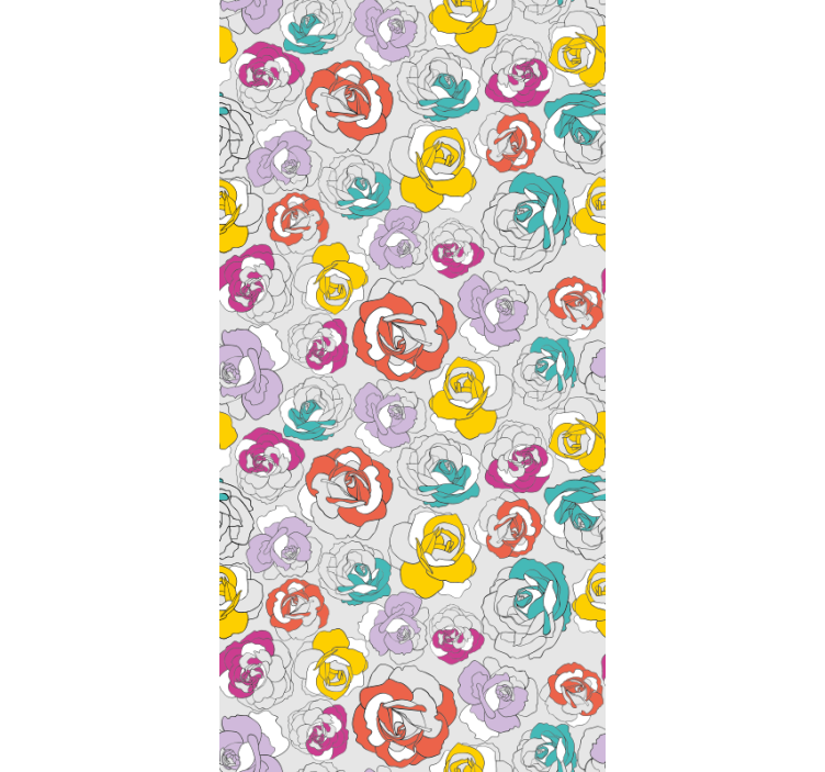 走廊墙纸展现多彩玫瑰图案 - TenStickers