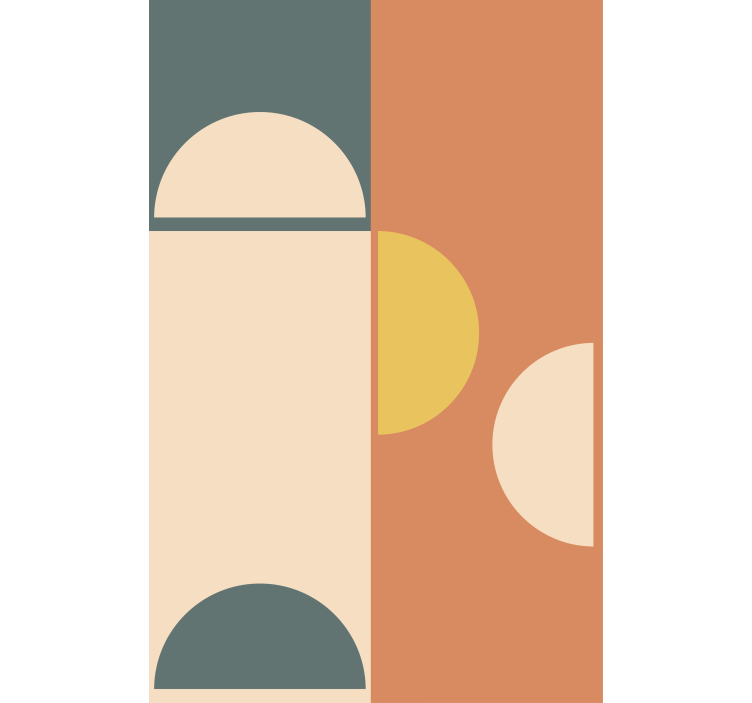 时尚墙纸呈现半圆和矩形几何艺术 - TenStickers