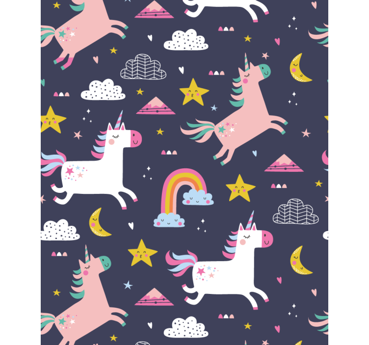 孩子房间墙纸独角兽与星星 - TenStickers