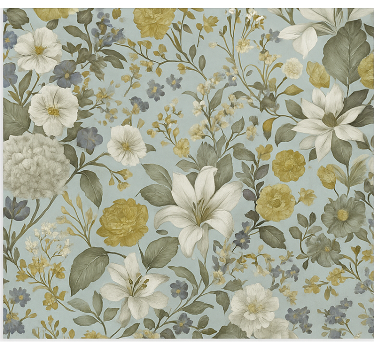 墙纸餐厅橄榄色花卉设计 - TenStickers