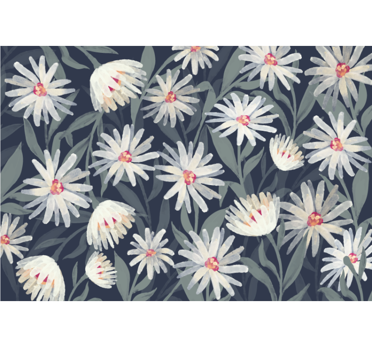 建筑墙纸蓝色背景雏菊花卉 - TenStickers