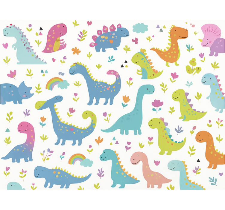 孩子房间墙纸色彩斑斓的恐龙 - TenStickers