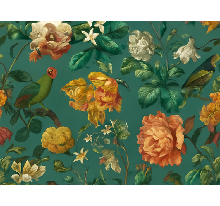 主卧墙纸深色花卉设计 - TenStickers