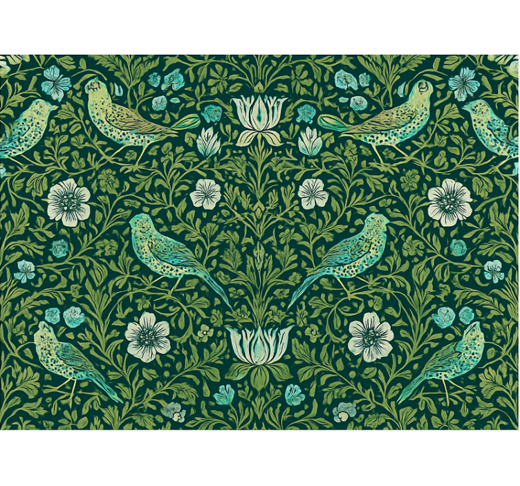 主卧墙纸装饰花卉与鸟类图案 - TenStickers