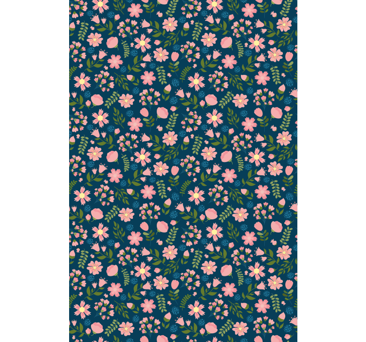 墙纸花卉 花卉印花“floflo”蓝色 - TenStickers
