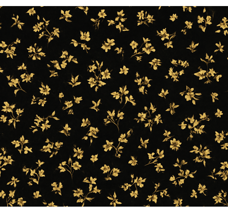 卧室壁纸呈现深色背景与金色花朵 - TenStickers