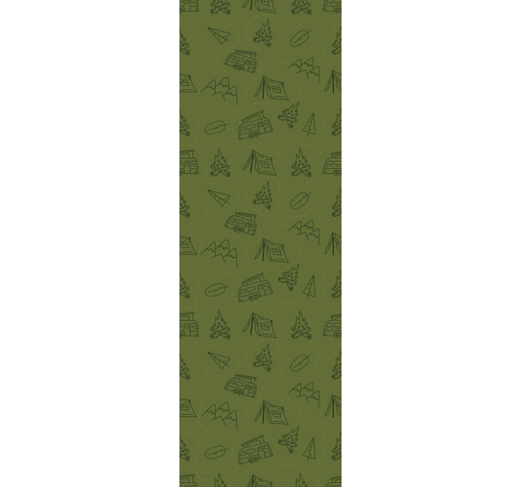 卧室壁纸展示绿色营地山脉风景 - TenStickers