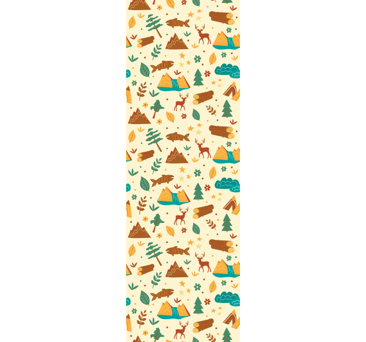 卧室壁纸 手绘露营时光与山野物品 - TenStickers