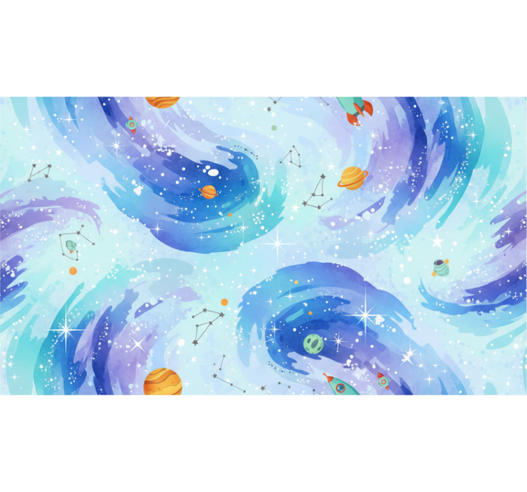 孩子房间墙纸银河风格浅蓝色(b0dtq1rd2b) - TenStickers
