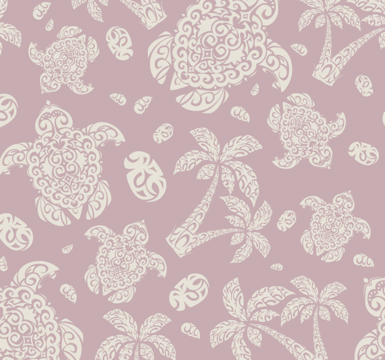 动物墙纸海龟与棕榈树 - TenStickers