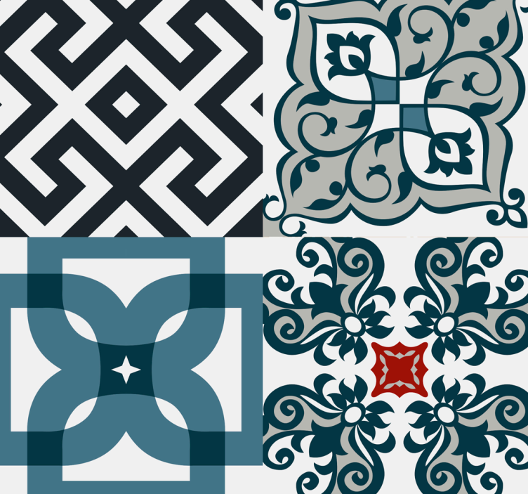 葡萄牙复古瓷砖图案壁纸 - TenStickers