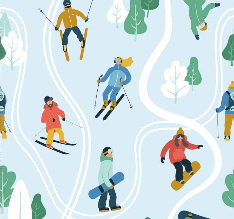 儿童壁纸 有趣的冬季运动 - TenStickers