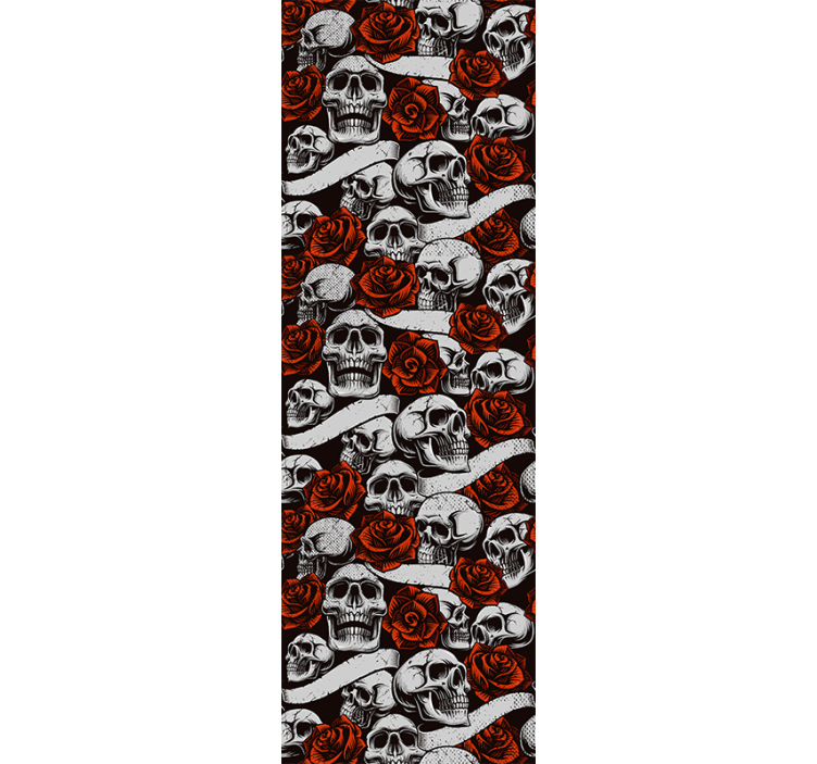艺术墙纸 哥特式骷髅花卉 - TenStickers