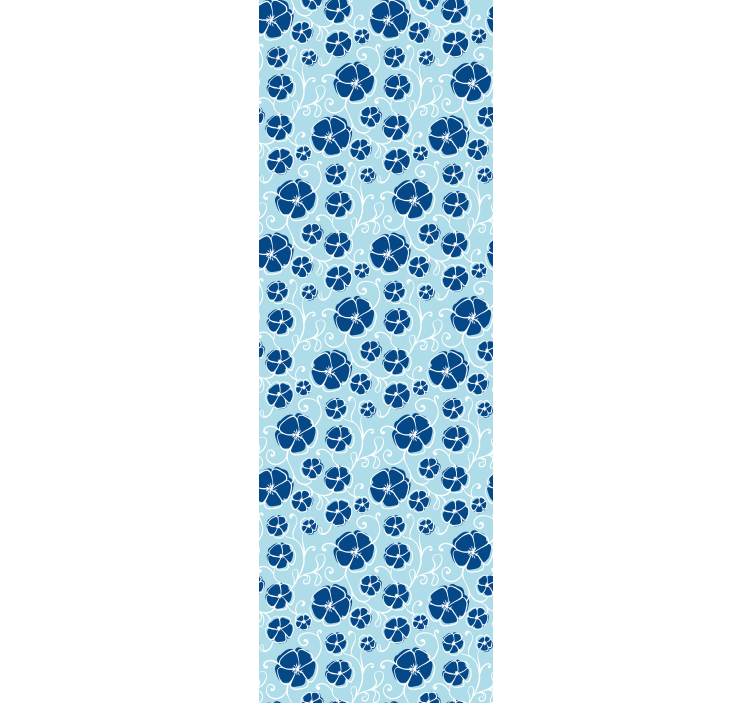 樱花花纹蓝色花壁纸 - TenStickers