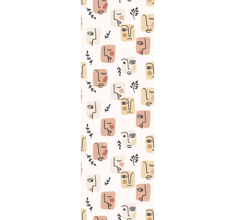 艺术墙纸 抽象面部图案 - TenStickers