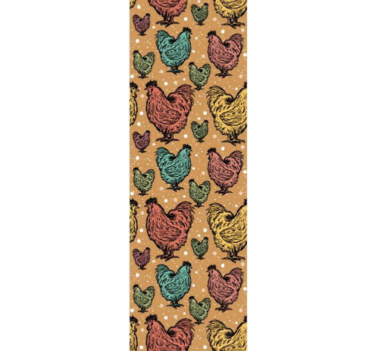 动物墙纸 多彩的公鸡图案 - TenStickers