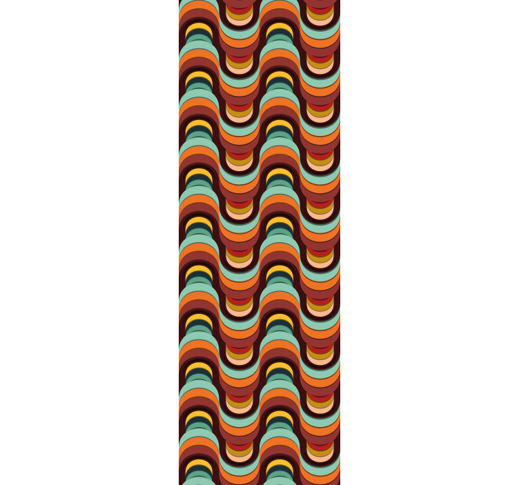 几何墙纸 复古波浪纹 - TenStickers