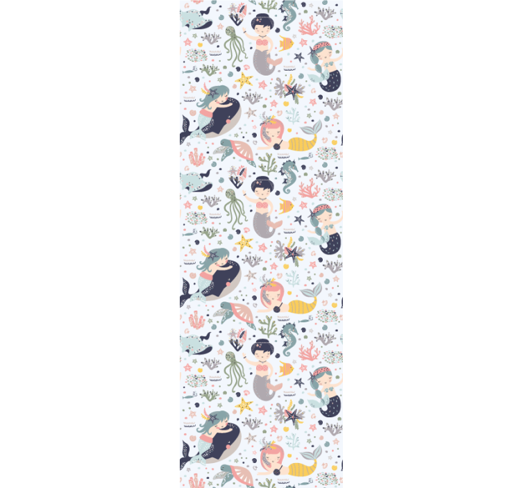 可爱卡通美人鱼图案浴室壁纸 - TenStickers