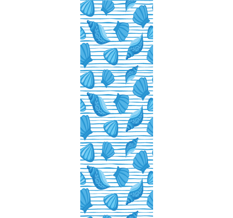 蓝色贝壳和条纹浴室壁纸 - TenStickers