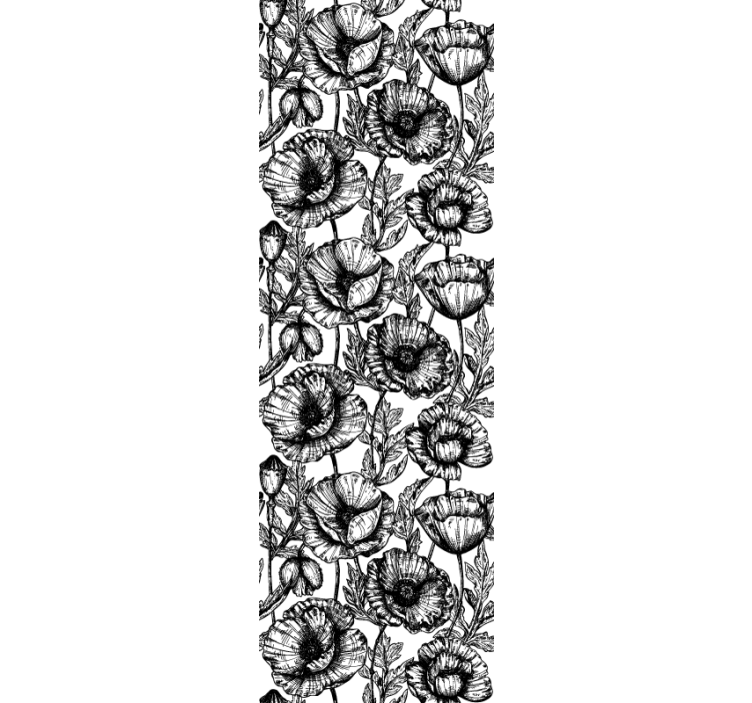 墙纸花卉黑色花卉图案 - TenStickers