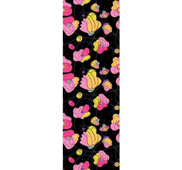 墙纸花卉黑色抽象构图 - TenStickers