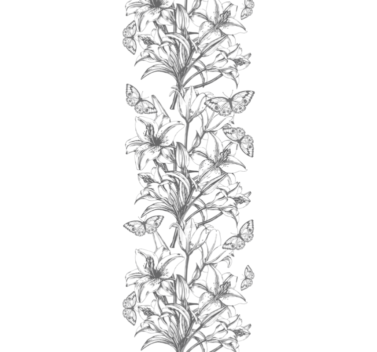 墙纸花卉与蝴蝶和百合 - TenStickers