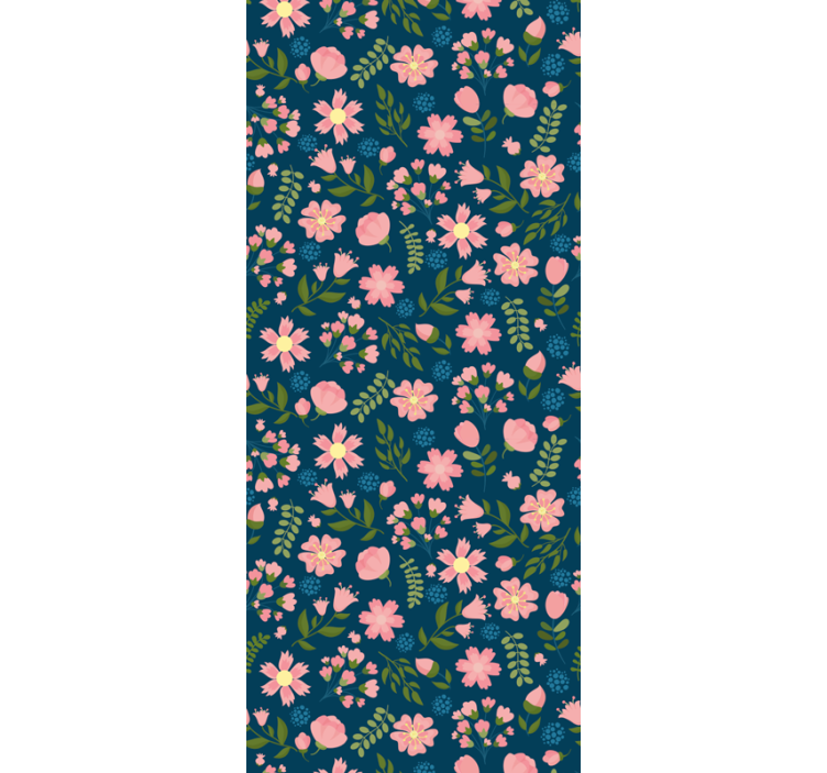 墙纸花卉粉蓝色花纹 - TenStickers