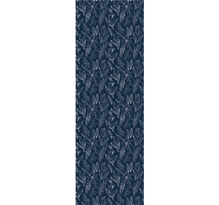 墙纸花卉蓝色盛开的图案 - TenStickers