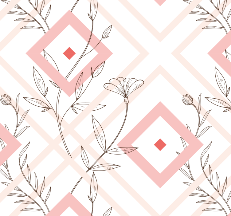 客厅装饰墙纸花卉菱形图案 - TenStickers