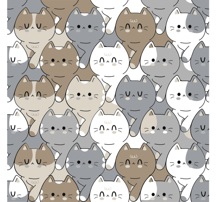 孩子房间墙纸 猫插图 - TenStickers