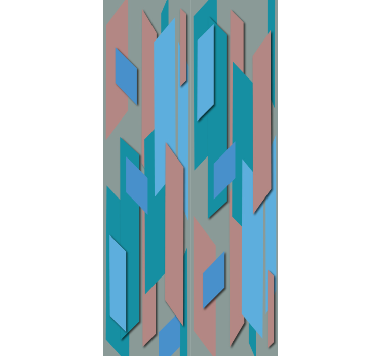 客厅装饰墙纸抽象蓝粉色形状 - TenStickers