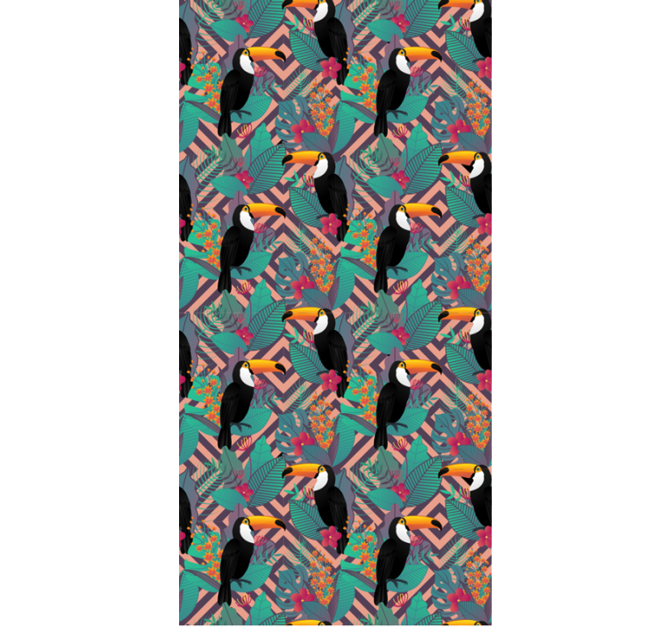 动物墙纸与叶间的巨嘴鸟 - TenStickers