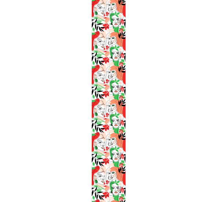 墙纸抽象面孔与花卉 - TenStickers