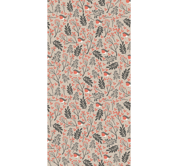 客厅装饰墙纸鸟与花 - TenStickers